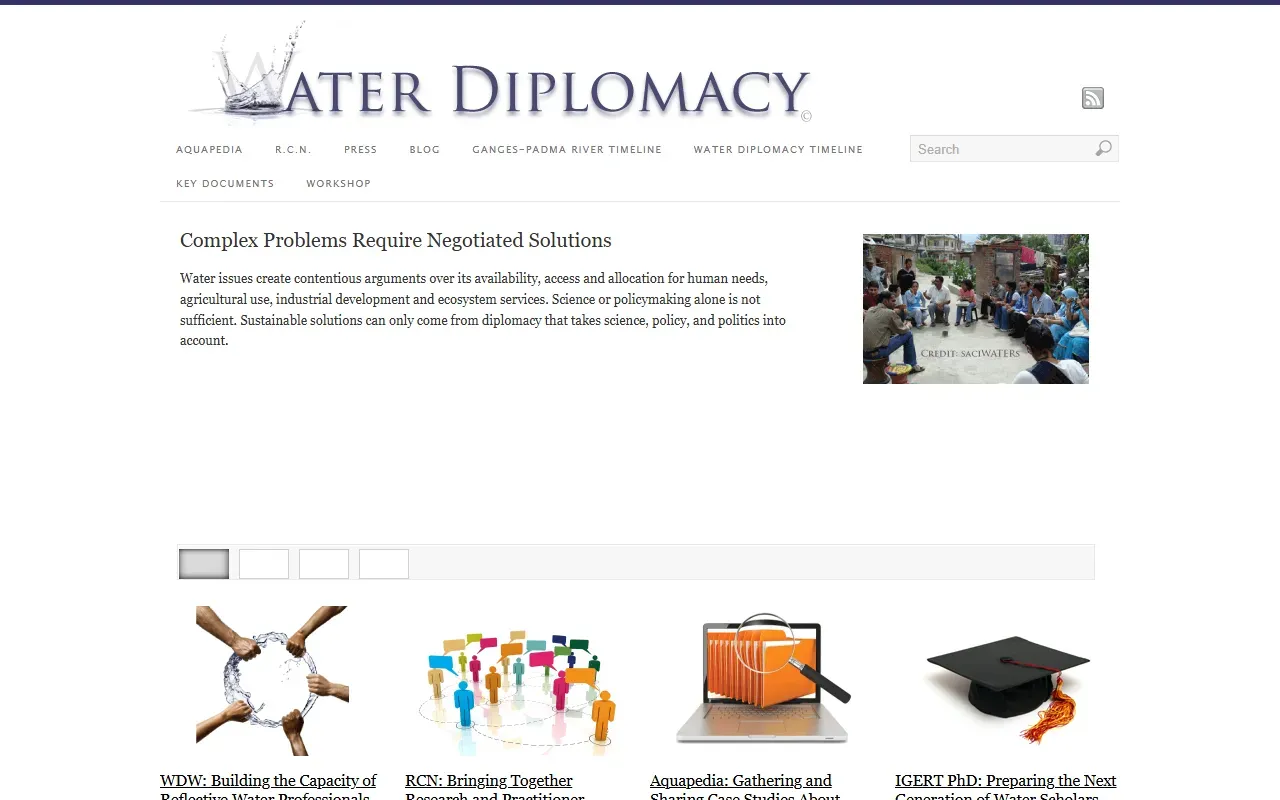 The Water Diplomacy home page.